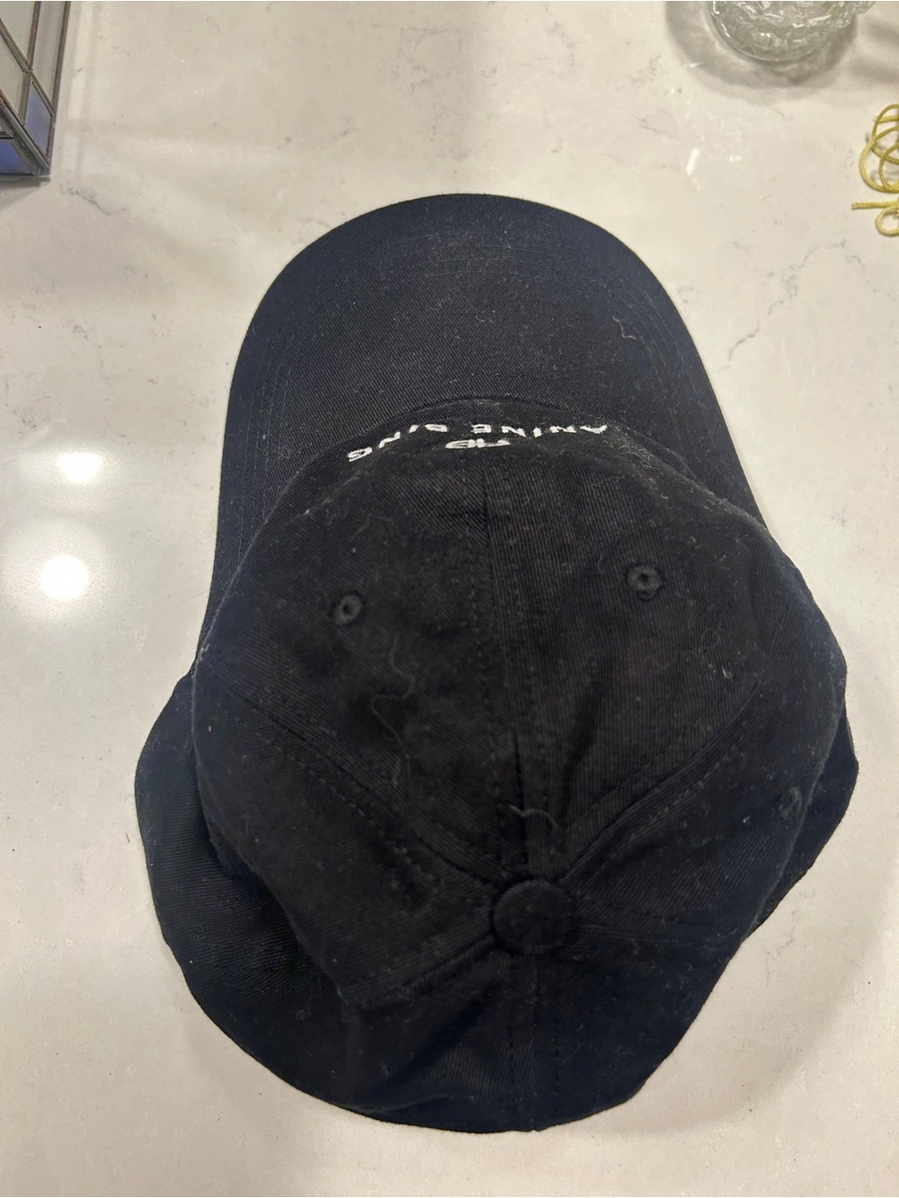 Anine Bing Jeremy Cap Black White Text Good used condition - Picture 5 of 5